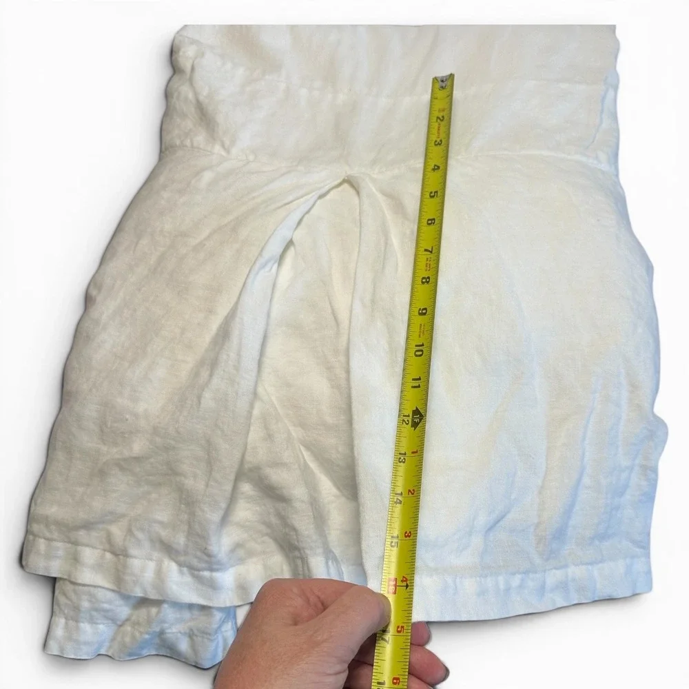 Pottery Barn Bed Skirt Cal King Cream EUC 100% Linen 17in Drop Pleated